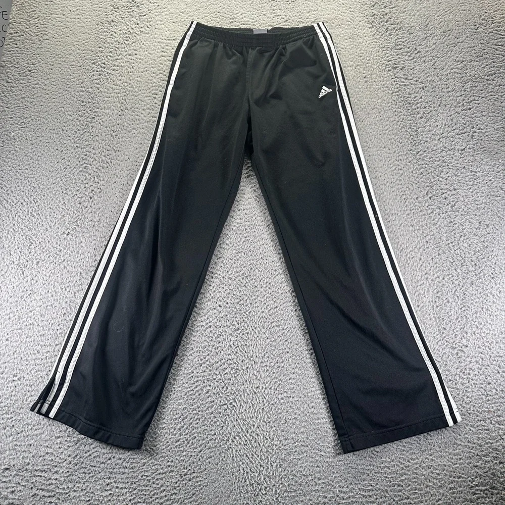 Adidas Pant Men M Black Polyester Track Straight Athletic Performance Basketball